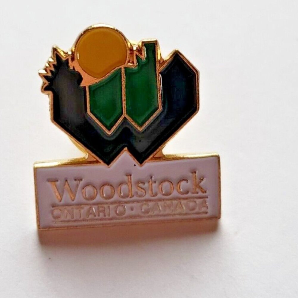 Woodstock Ontario Canada Enamel & Gold Tone Metal Lapel Pin